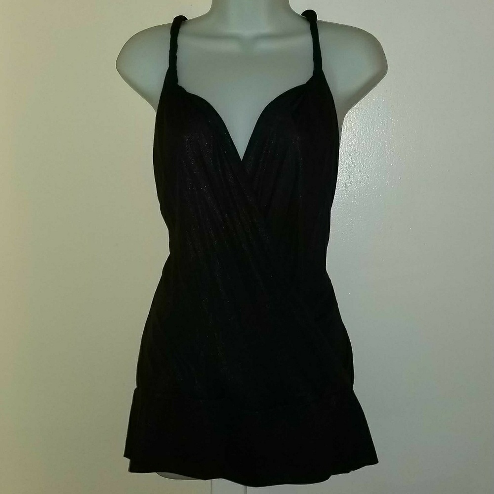 BCBGIRLS Black Crossover Tunic, Size Large
